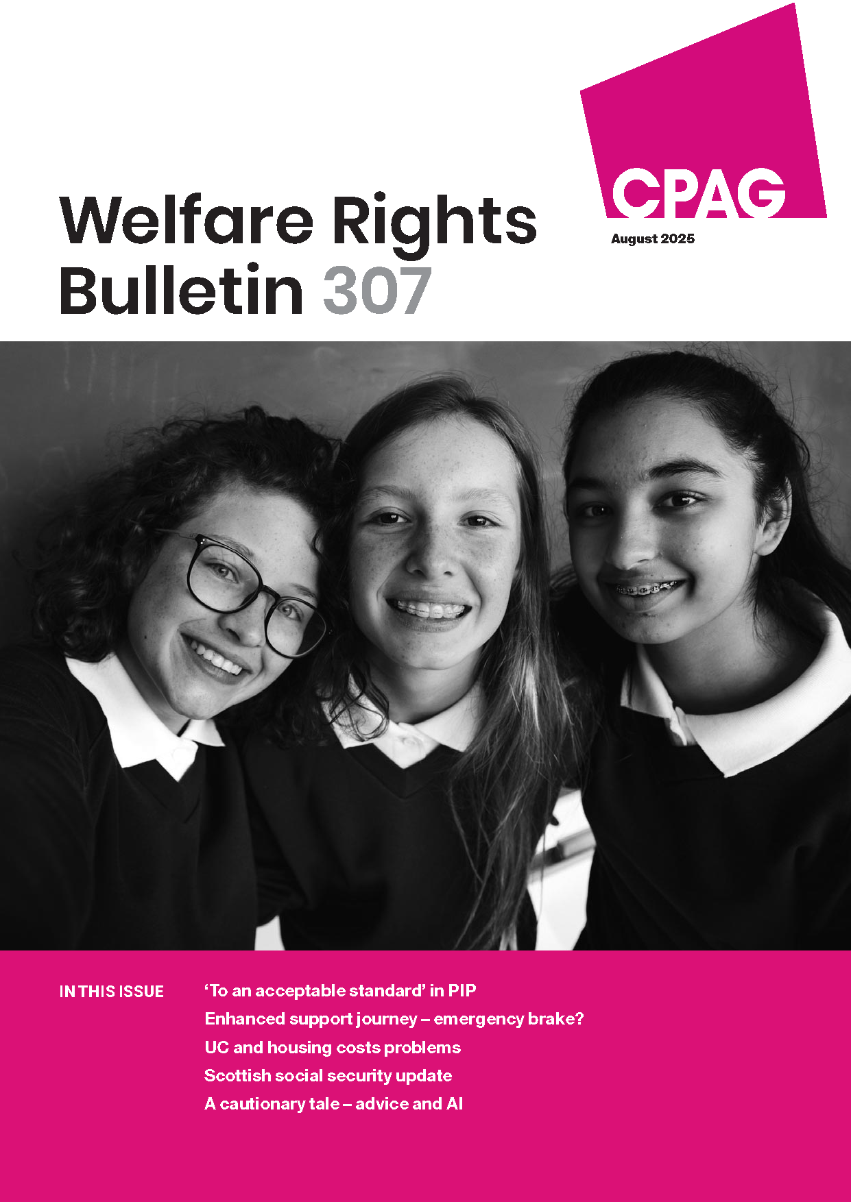 Front cover of August 2025 edition of CPAG's Welfare Rights Bulletin