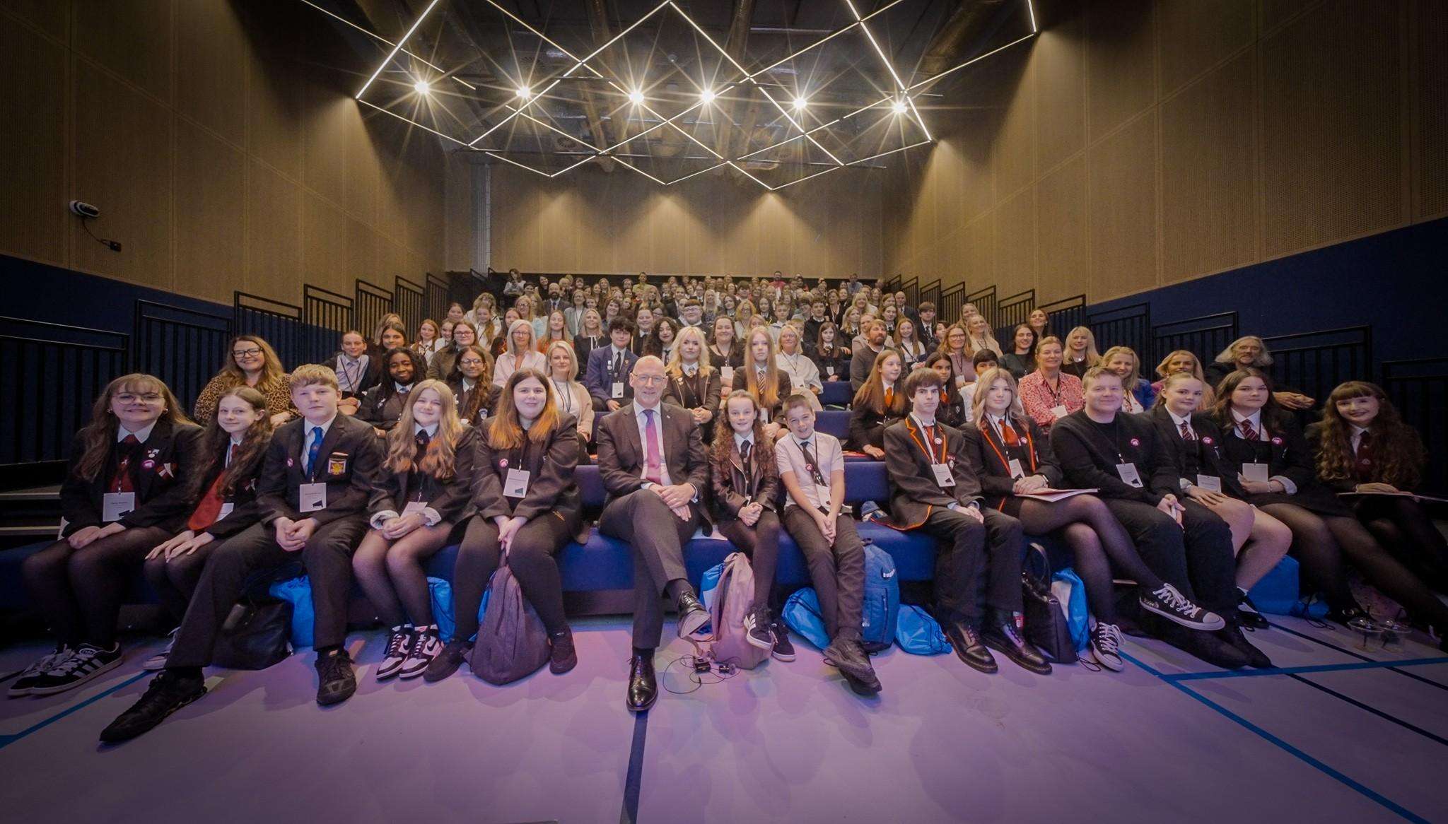 First Minister of Scotland and young people at Cost of the School Day summit