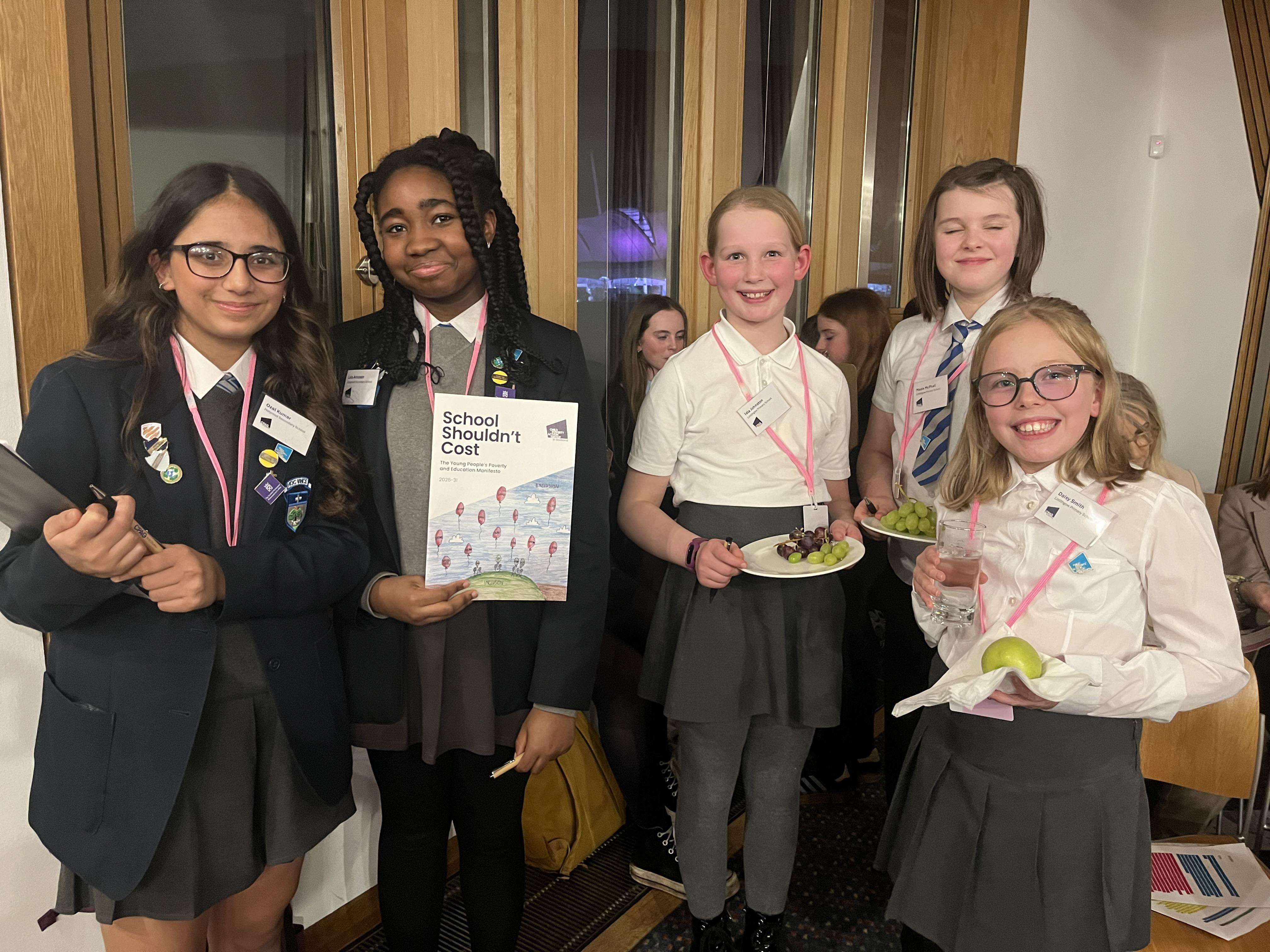 Young people from Holyrood Secondary School and Linlithgow Primary Schools at the Scottish Parliament