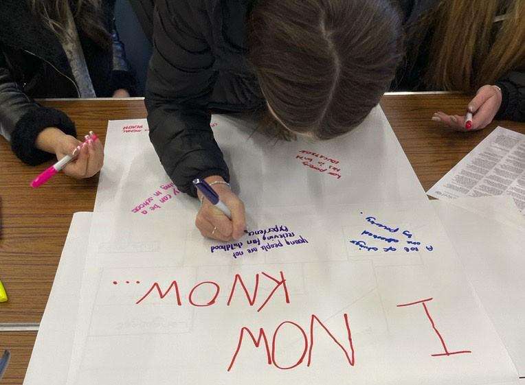 three young people taking part in a cost of the school day session