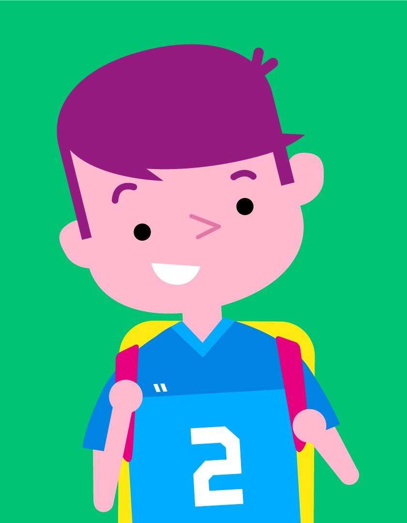 Cartoon style picture of ten year old boy called Ross