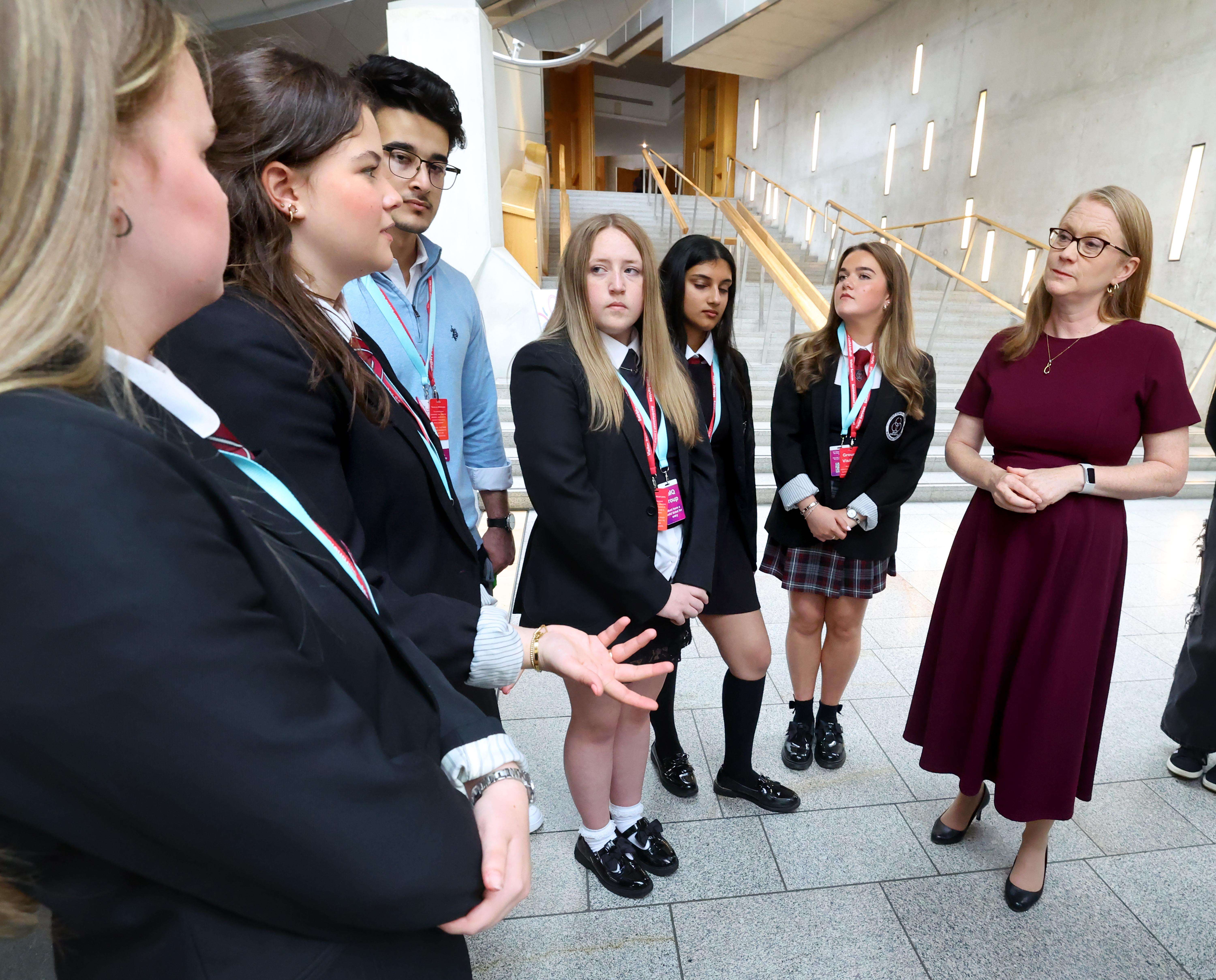 Young people meet Shirley-Anne Somerville at the Scottish Parliament