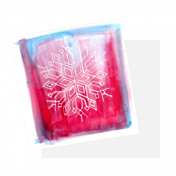 Pink snowflake greetings card