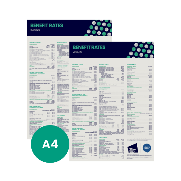 A4 Benefit Rates Chart