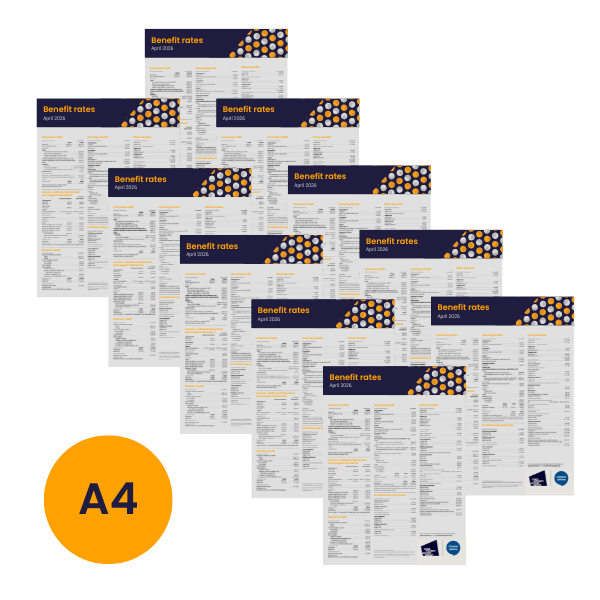 A4 Benefit Rates Chart (pack of 10), 2026/27