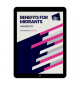 Digital front cover of Benefits for Migrants Handbook